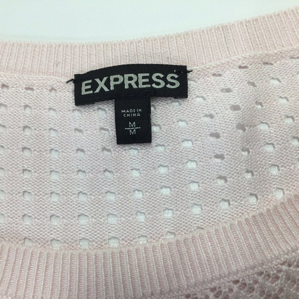 Express~Pale Pink~Open Knit~3/4 Sleeve~Lightweight - Picture 7 of 8